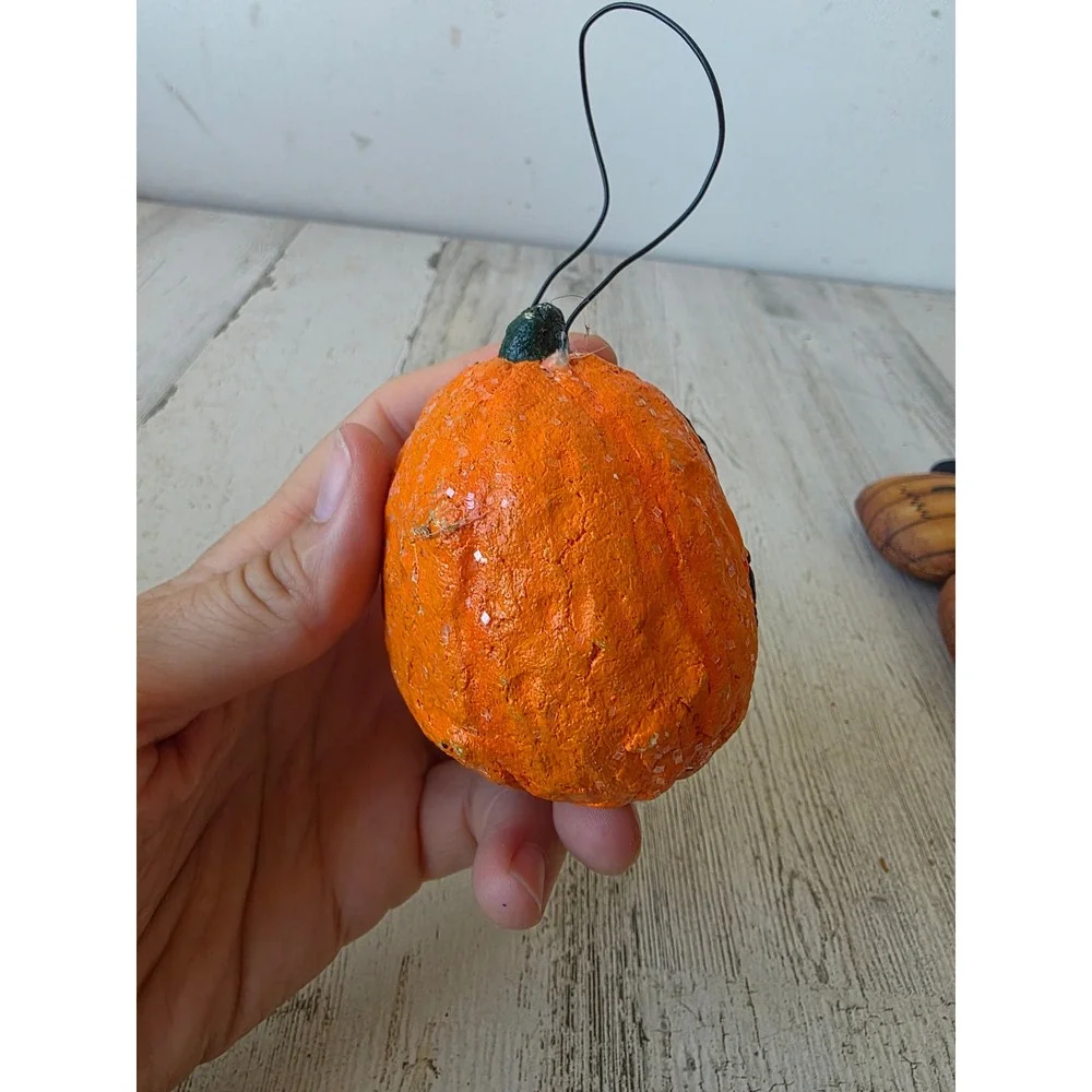 Vintage dept 56 primitive pumpkin ornament mini anthropomorphic Halloween decor